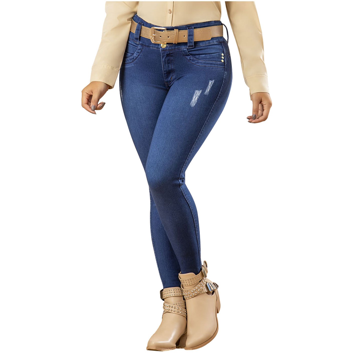 Draxy 1449 | Heavy Butt Lifter & Booster Classic Skinny Tight Looks in Denim Jeans - fajacolombian