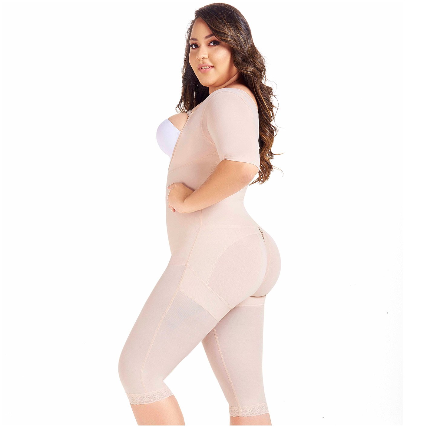 Fajas MariaE 9142 | Long Sleeve Postoperative Shapewear With Over Bust Strap | After Pregnancy Compression Garment - Pal Negocio