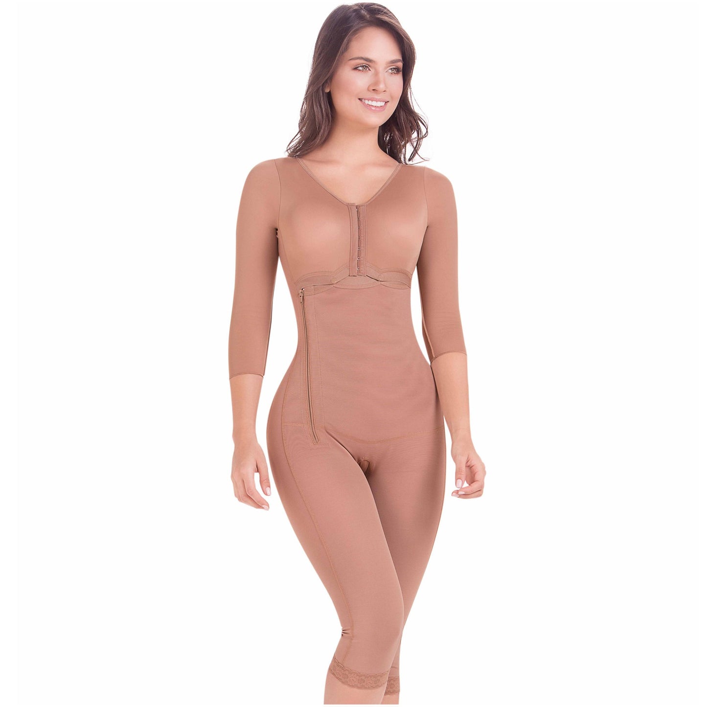 MariaE Fajas 9292 | Tummy Control Postoperative Full Shapewear with Sleeves - fajacolombian