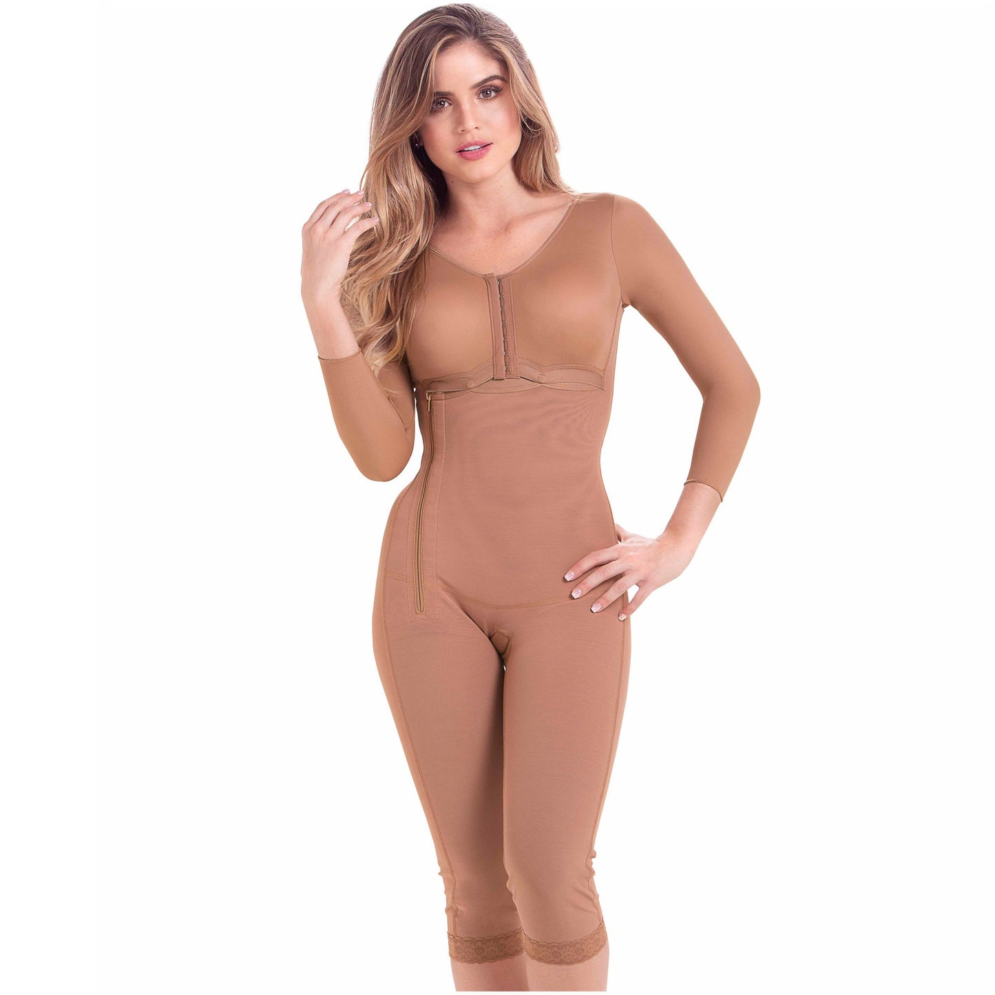 MariaE Fajas 9292 | Tummy Control Postoperative Full Shapewear with Sleeves - fajacolombian