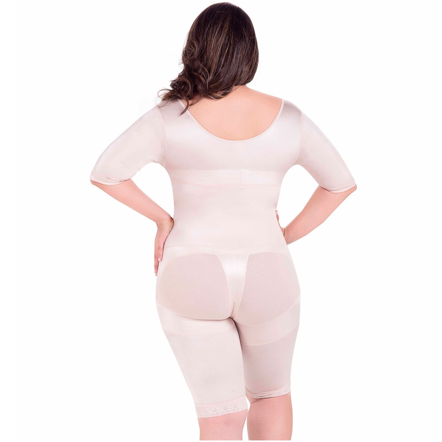 MariaE Fajas FQ104 | Long Post Surgery Bodysuit Full Body Shaper for Women | Tummy Control Butt Lifter Knee Length Shapewear with Sleeves | Powernet - fajacolombian
