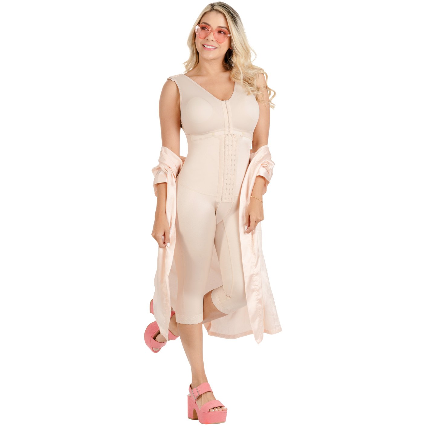 Fajas SONRYSE TR052 | Perfect Long Capri Post Surgery Bodysuit for Women | Compression Garments Post Surgery After Liposuction - fajacolombian