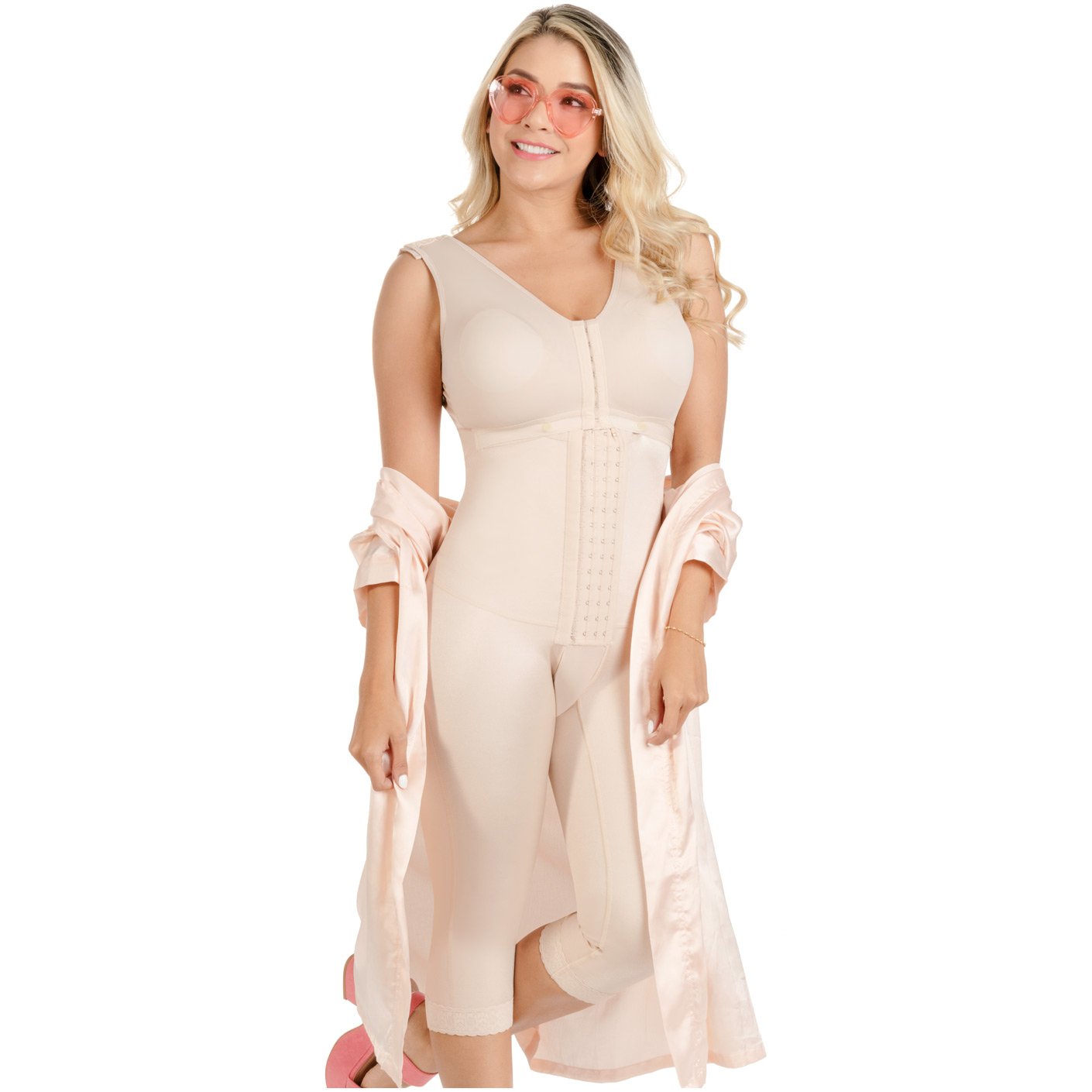 Fajas SONRYSE TR052 | Perfect Long Capri Post Surgery Bodysuit for Women | Compression Garments Post Surgery After Liposuction - fajacolombian