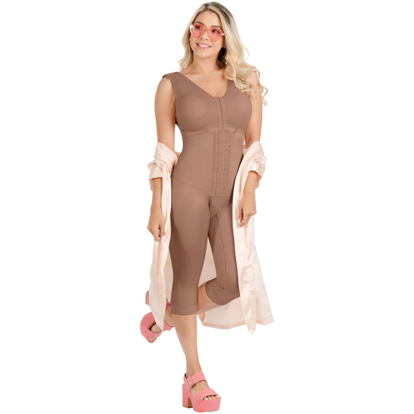 Fajas SONRYSE TR052 | Perfect Long Capri Post Surgery Bodysuit for Women | Compression Garments Post Surgery After Liposuction - fajacolombian