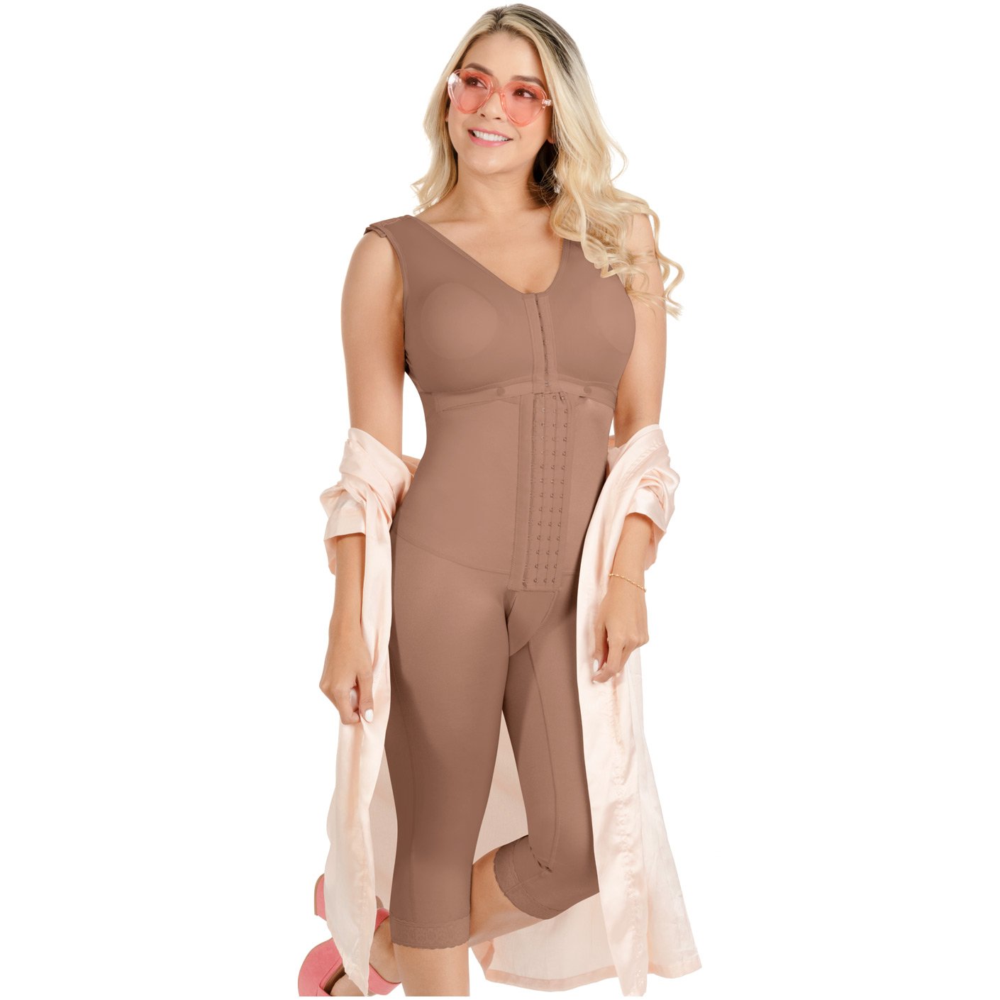 Fajas SONRYSE TR052 | Perfect Long Capri Post Surgery Bodysuit for Women | Compression Garments Post Surgery After Liposuction - fajacolombian