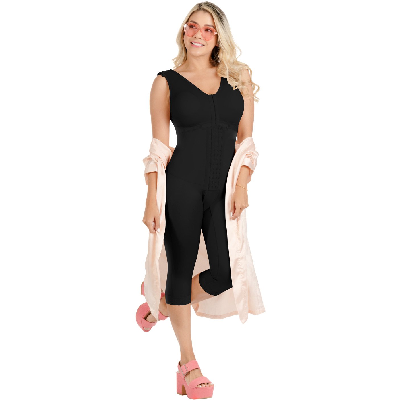Fajas SONRYSE TR052 | Perfect Long Capri Post Surgery Bodysuit for Women | Compression Garments Post Surgery After Liposuction - fajacolombian