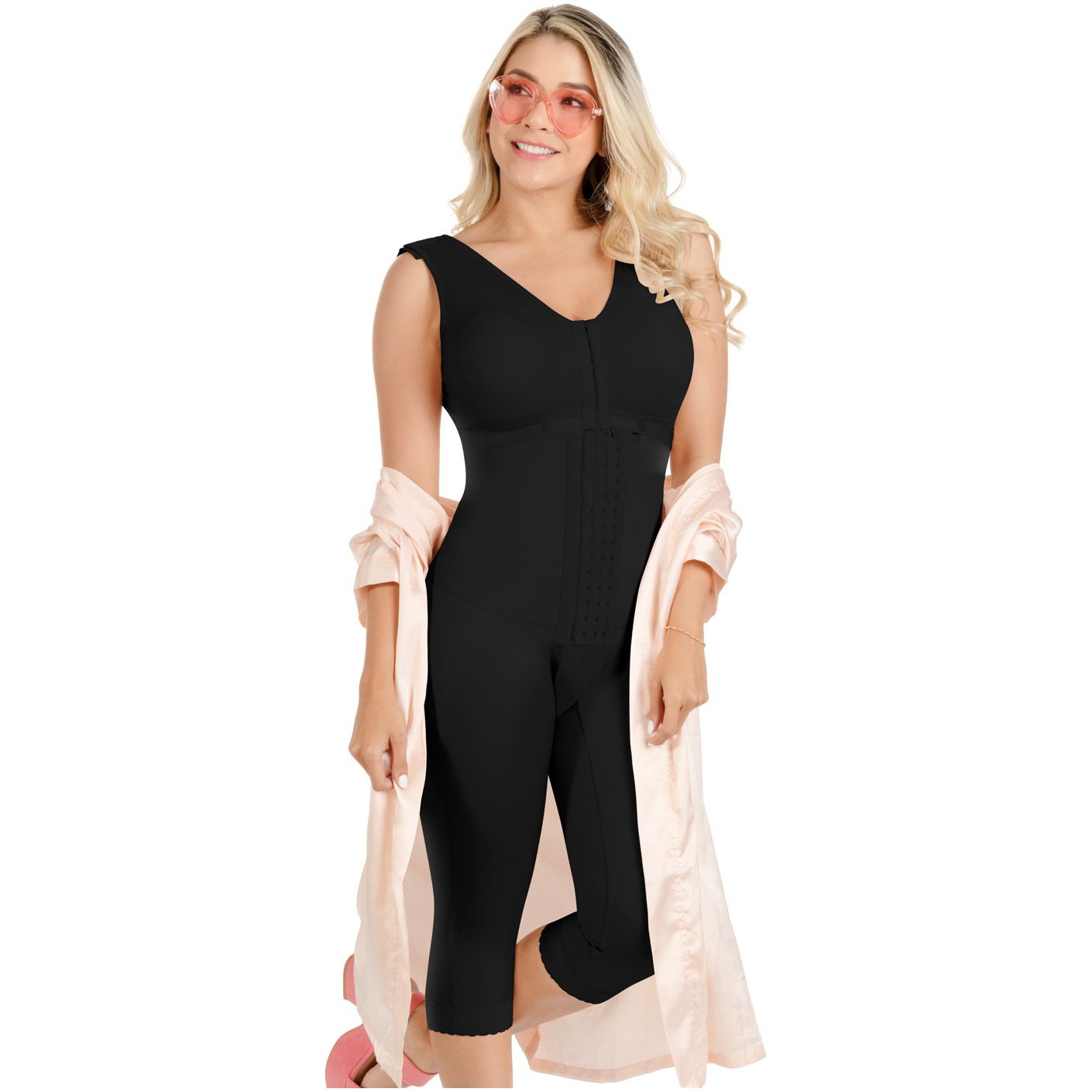 Fajas SONRYSE TR052 | Perfect Long Capri Post Surgery Bodysuit for Women | Compression Garments Post Surgery After Liposuction - fajacolombian
