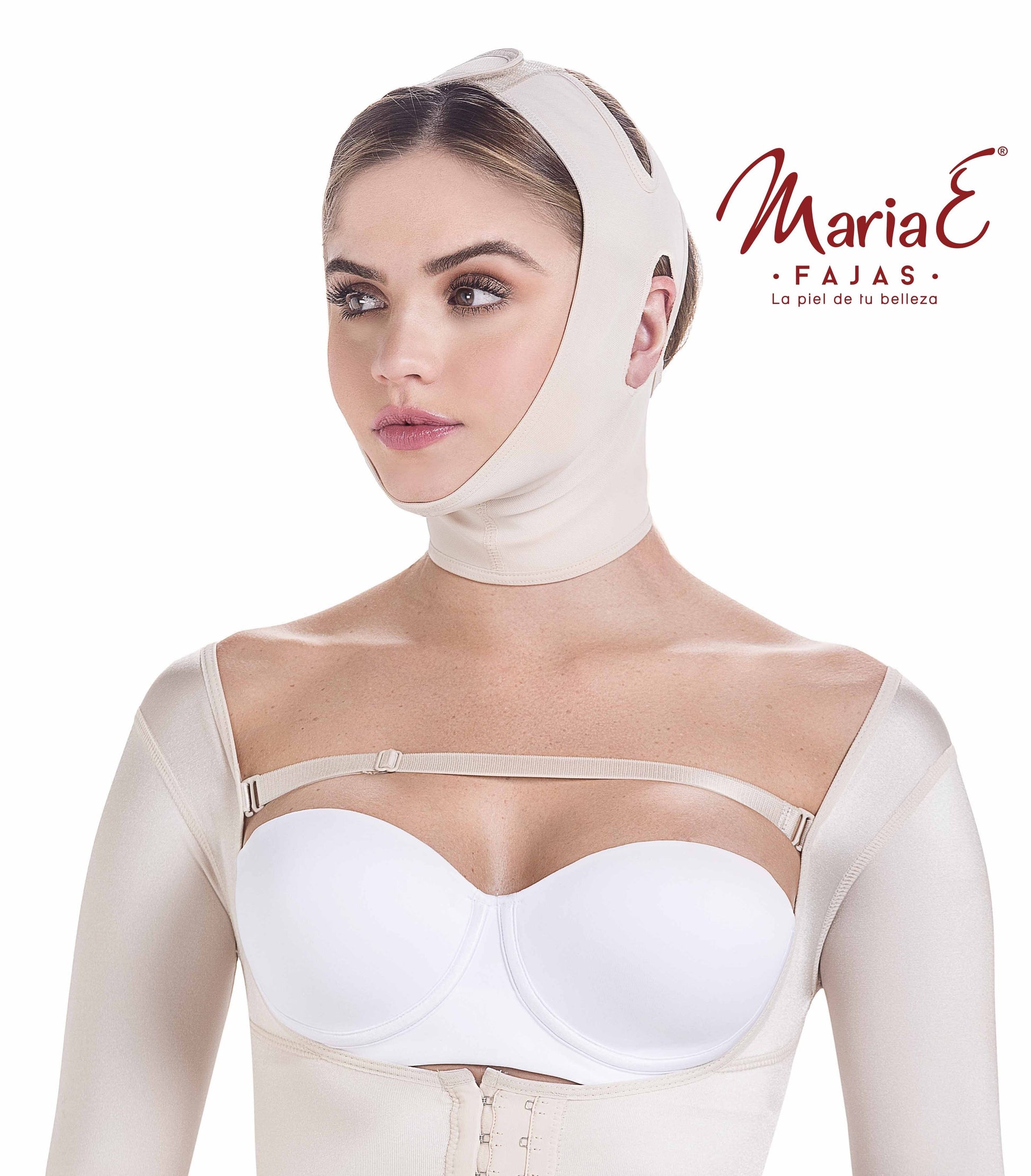 MariaE Fajas 9010 |  Post Surgical Chin Compression Strap for Women | Post Surgery Chin Compression Slimmer Strap for Women | Women Post Surgery Face Neck Chin Strap - fajacolombian