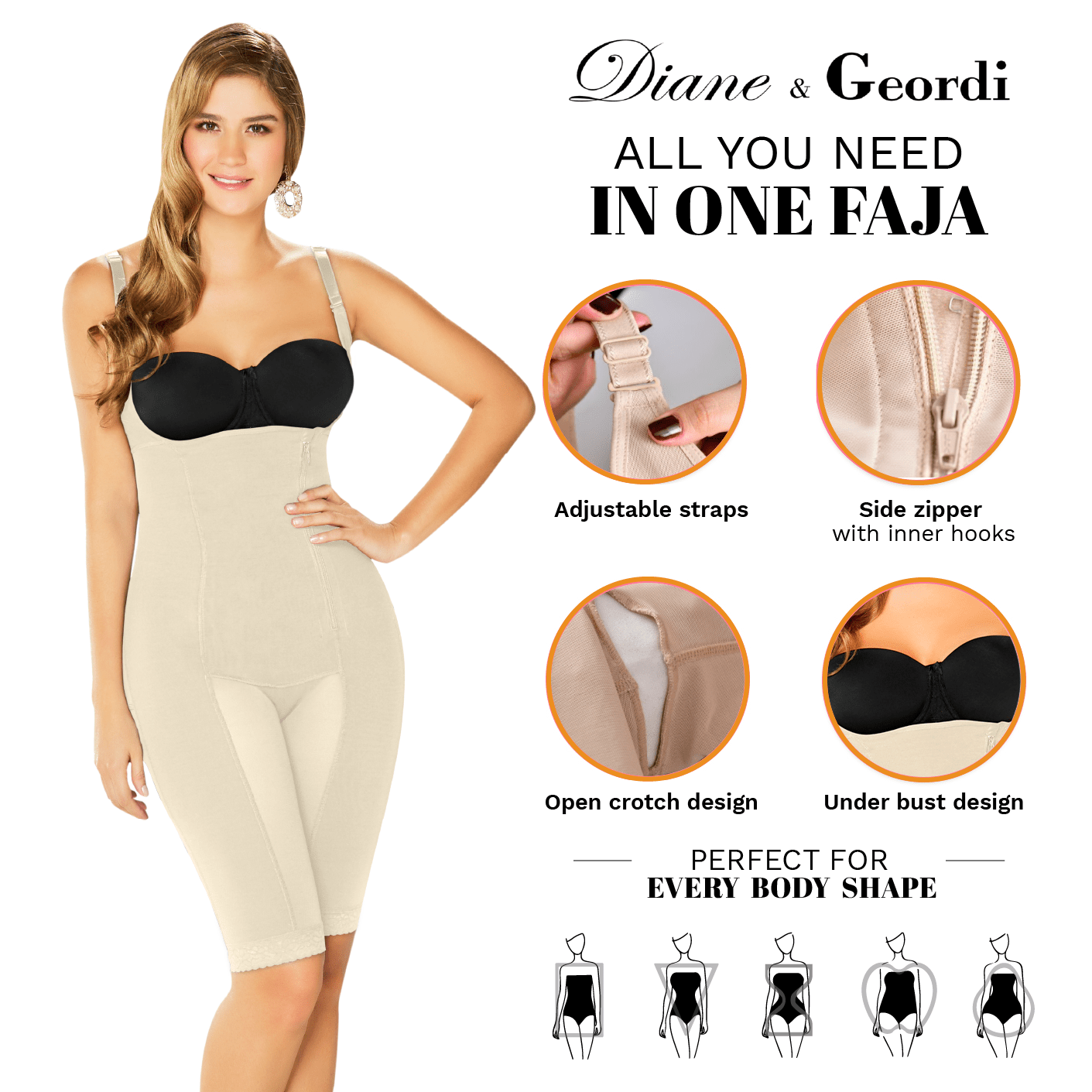 Diane & Geordi 2393 | Women's Firm Control Full Body Shaper | Post Surgery Liposuction Compression Garments - fajacolombian