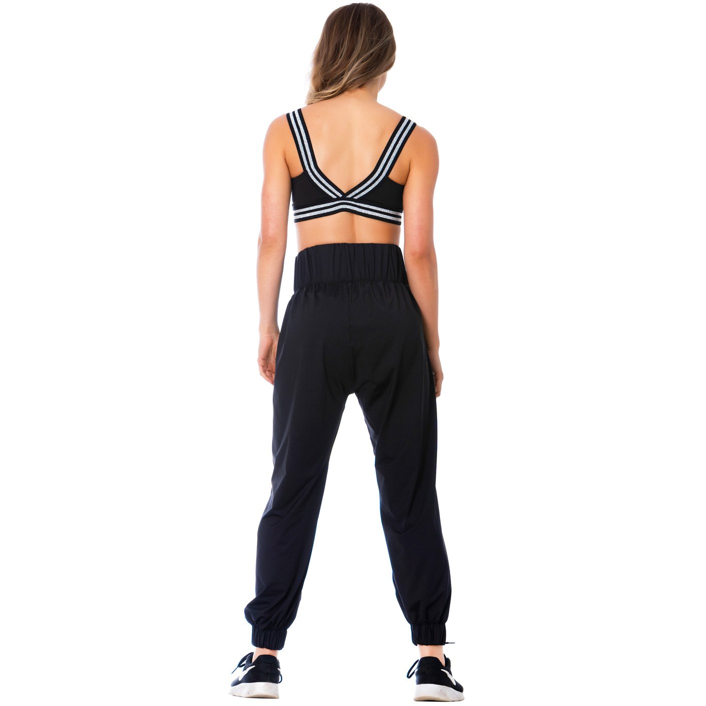 FLEXMEE  952054 | High-Waisted Black Joggers For Workout | High Elastic Tummy Control Joggers for Women - fajacolombian