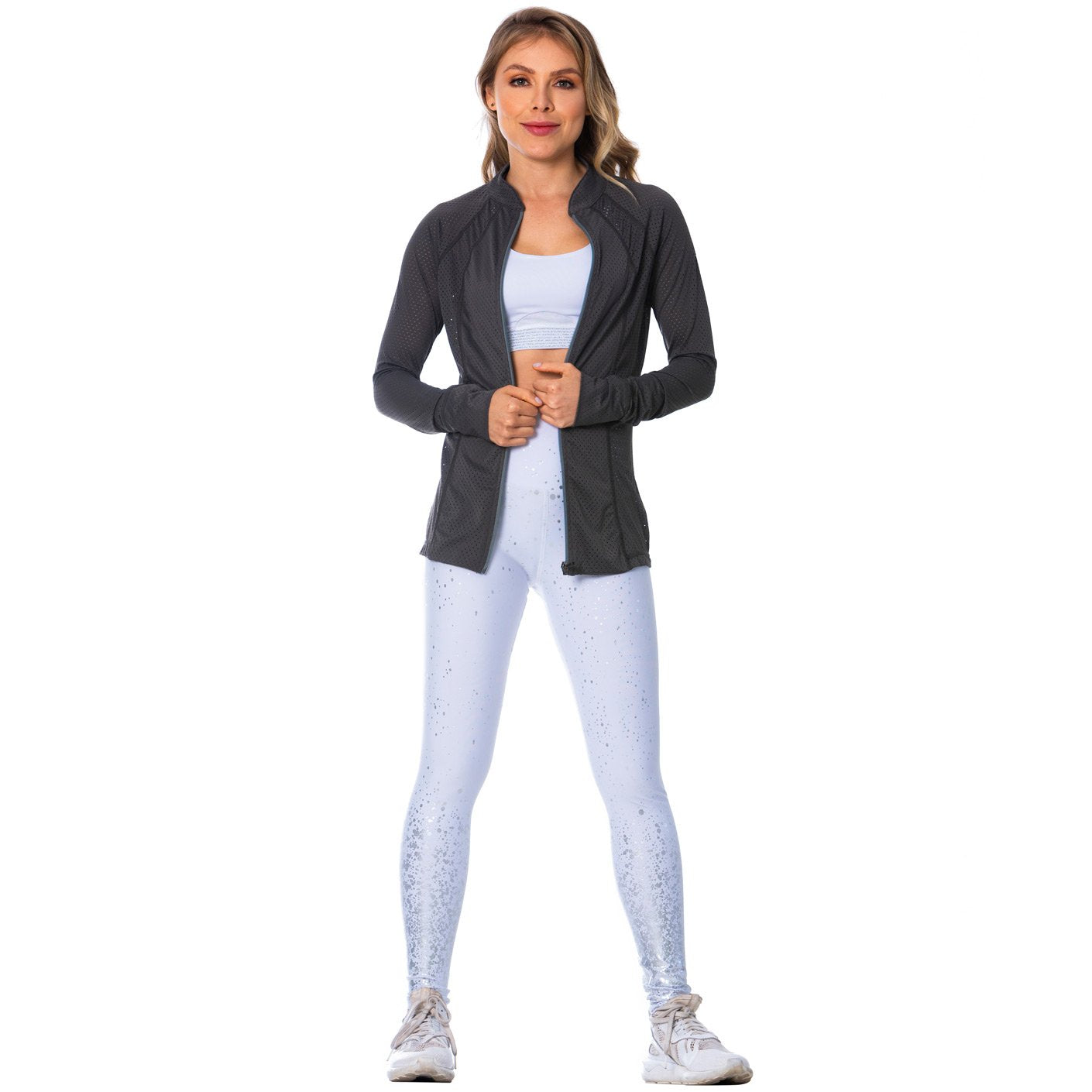 FLEXMEE 980010 | See-Through Gray Sports Jacket for Women - fajacolombian