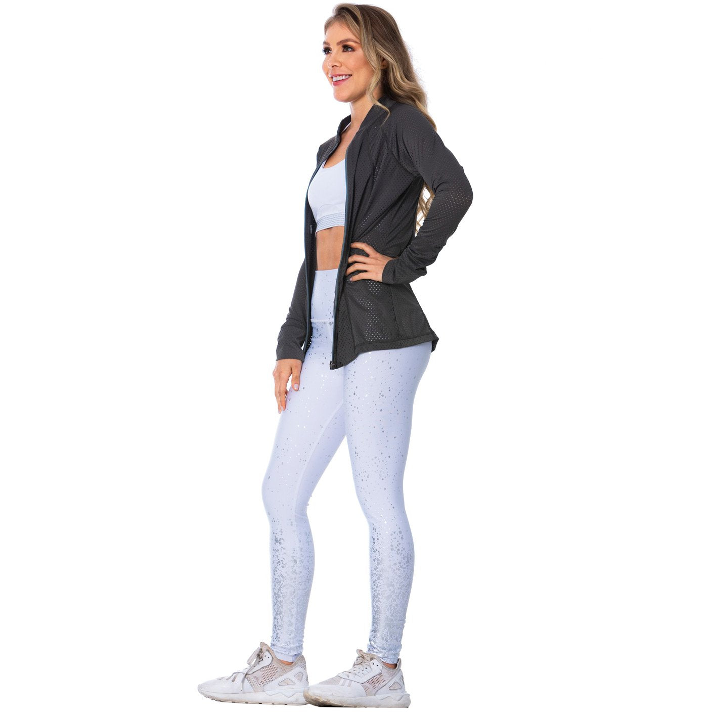FLEXMEE 980010 | See-Through Gray Sports Jacket for Women - fajacolombian
