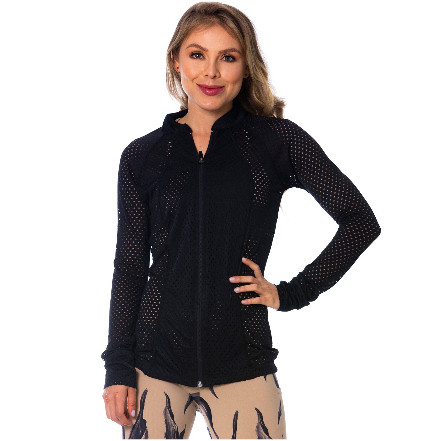 FLEXMEE 980010 | Beautiful Breathable Net Jacket With Thumb Hole | Nylon - fajacolombian