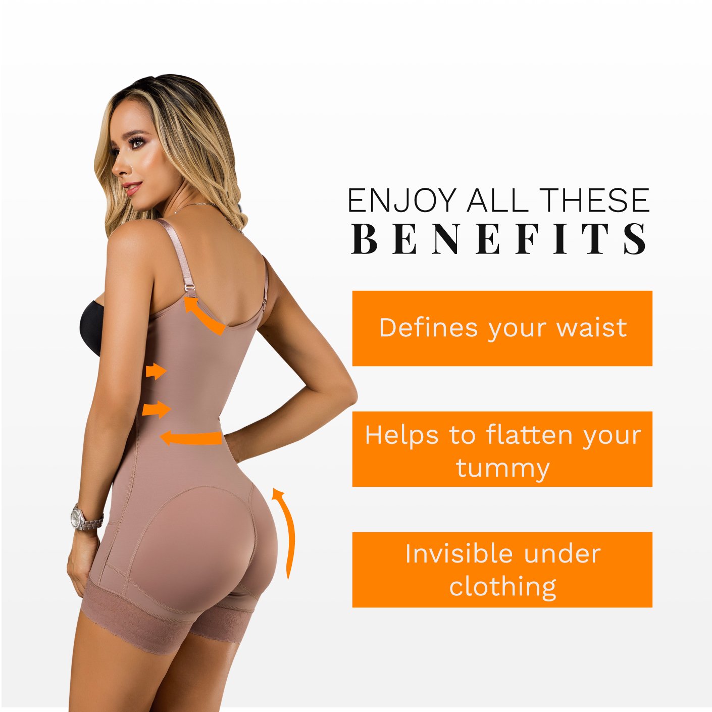 LATY ROSE 21113 | Open Bust Mid Thighs Butt-Lifting Girdle with Adjustable Straps | Perfect Bodysuit for Everyday Use - fajacolombian