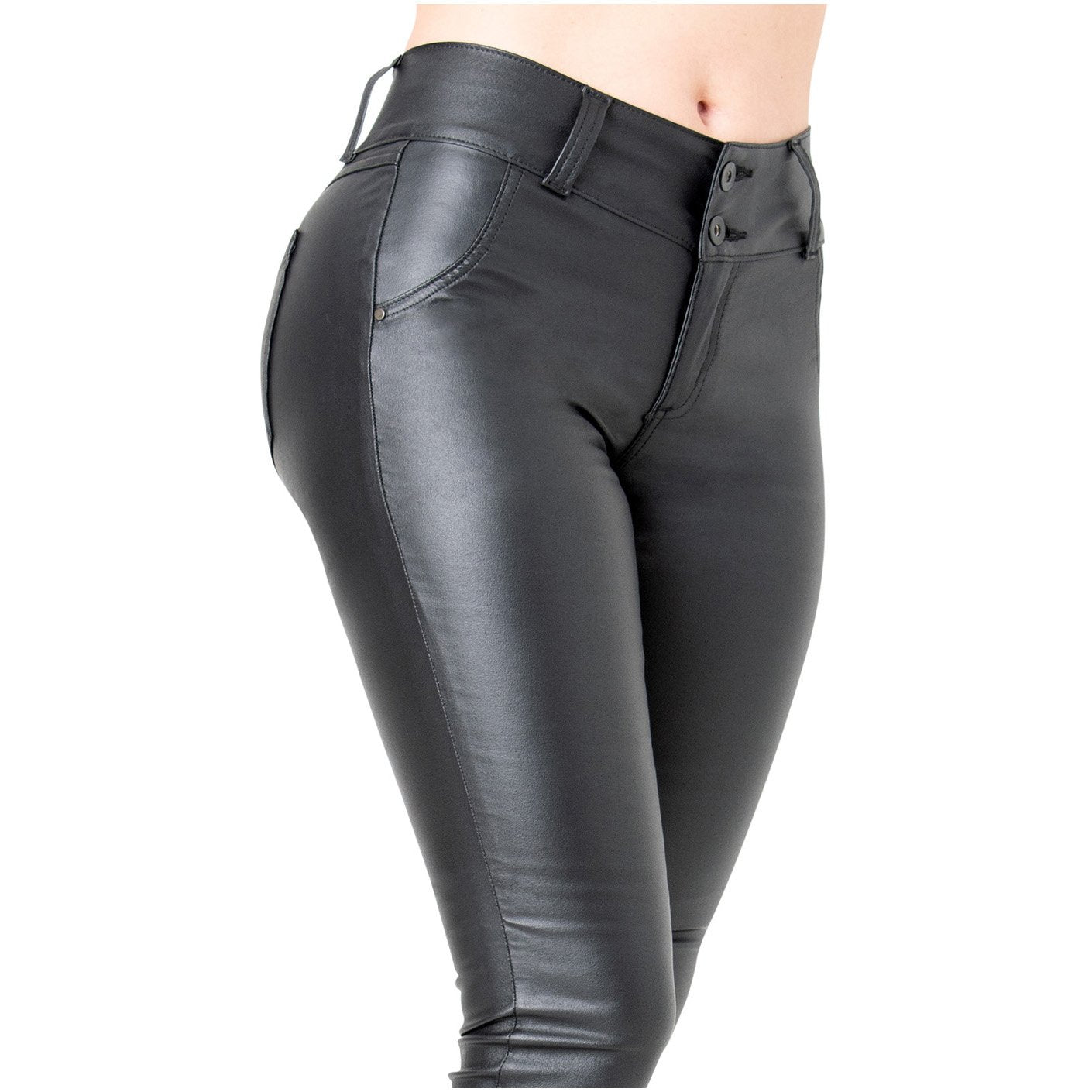 LOWLA 0719 | Faux Leather Mid Rise Jeans for Women - Pal Negocio
