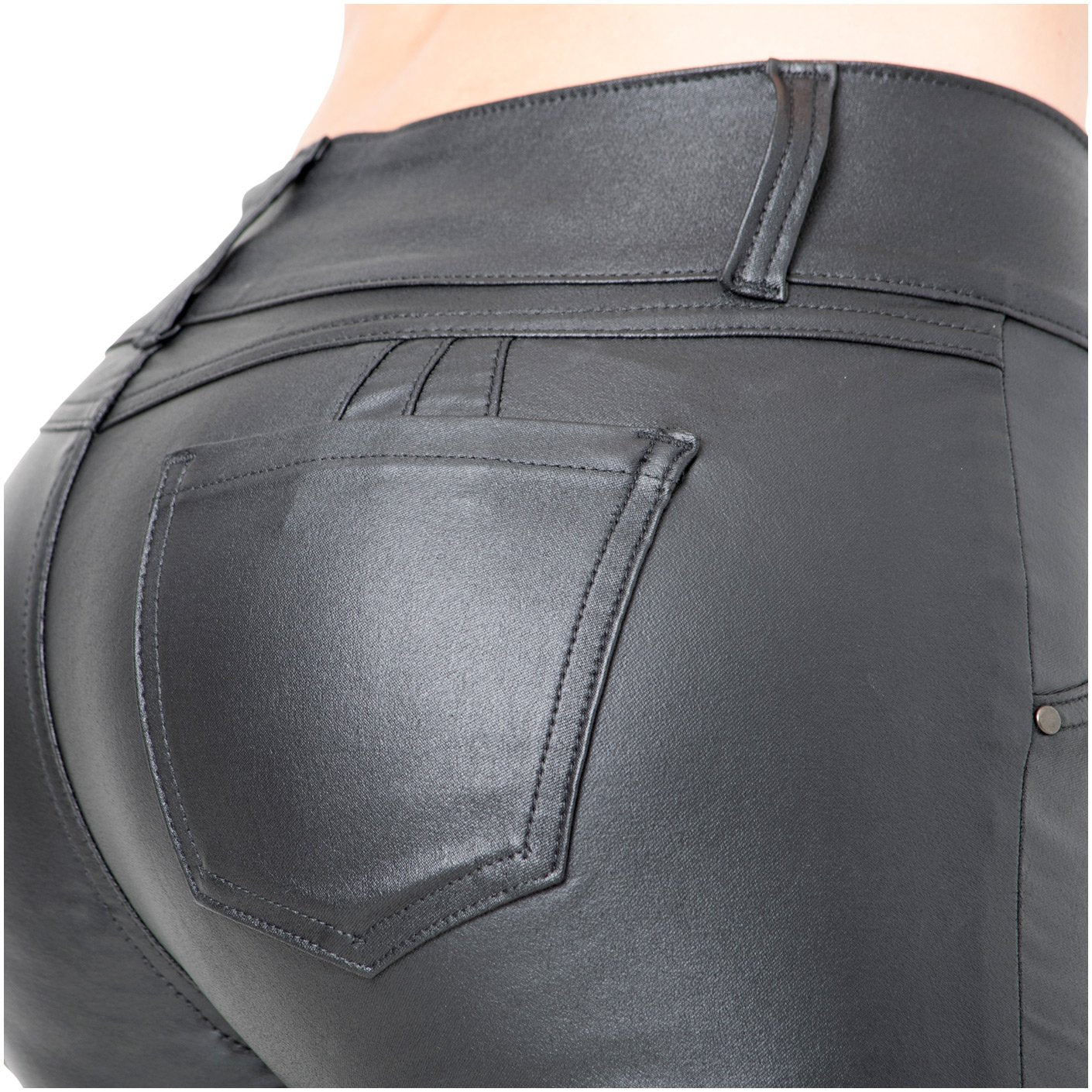 LOWLA 0719 | Faux Leather Mid Rise Jeans for Women - Pal Negocio