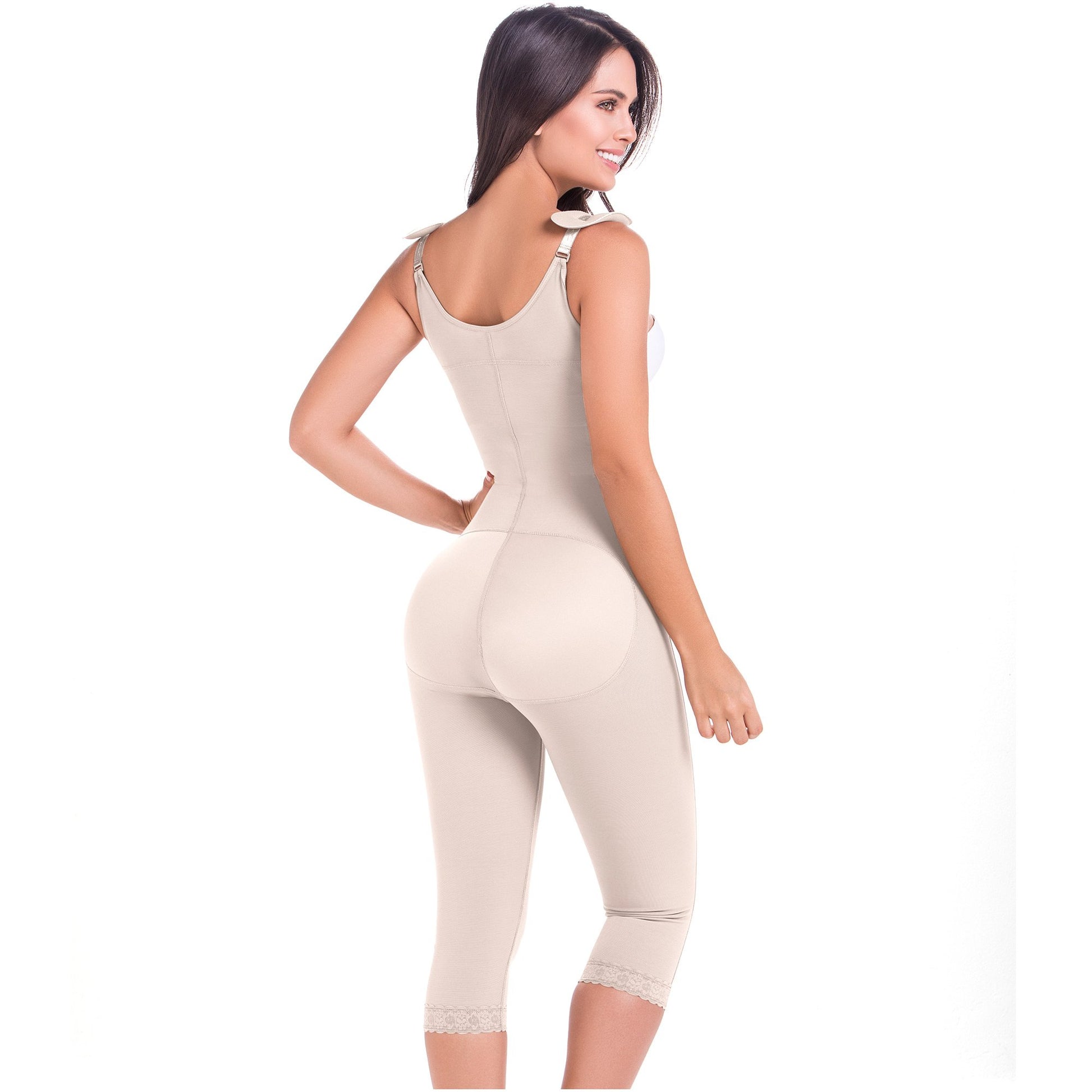 MariaE Fajas 9442 | Post-surgery Bodysuit Open Bust Post Surgery Full Body Shaper for Women | Butt Lifter Knee Length Bodysuit - fajacolombian
