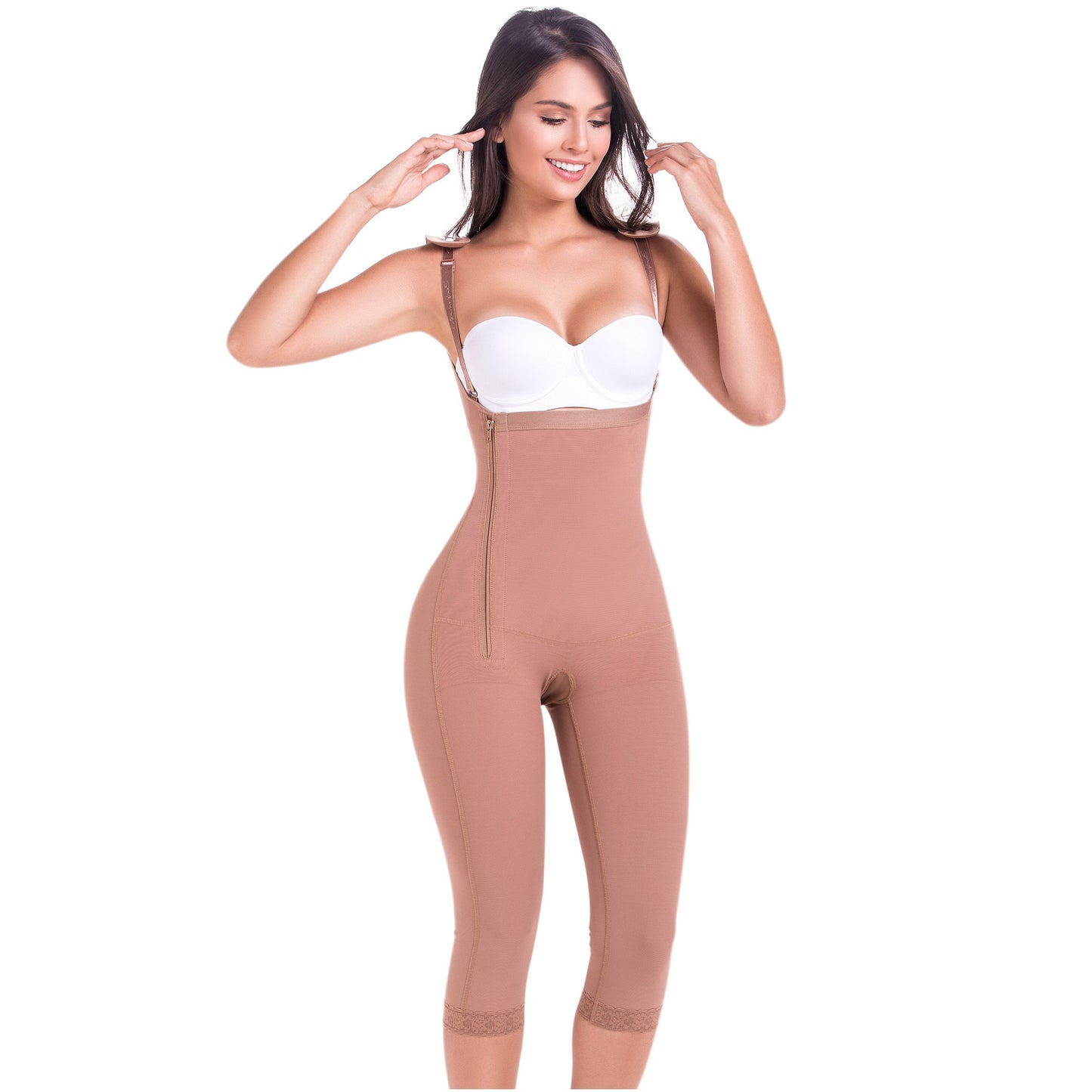 MariaE Fajas 9442 | Post-surgery Bodysuit Open Bust Post Surgery Full Body Shaper for Women | Butt Lifter Knee Length Bodysuit - fajacolombian