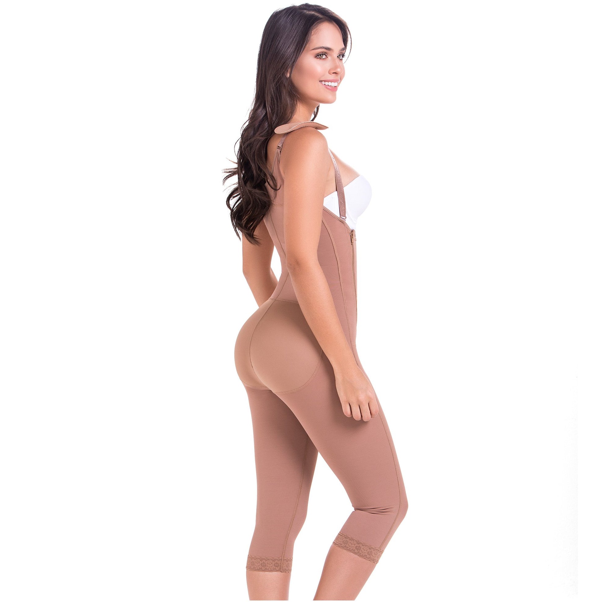 MariaE Fajas 9442 | Post-surgery Bodysuit Open Bust Post Surgery Full Body Shaper for Women | Butt Lifter Knee Length Bodysuit - fajacolombian