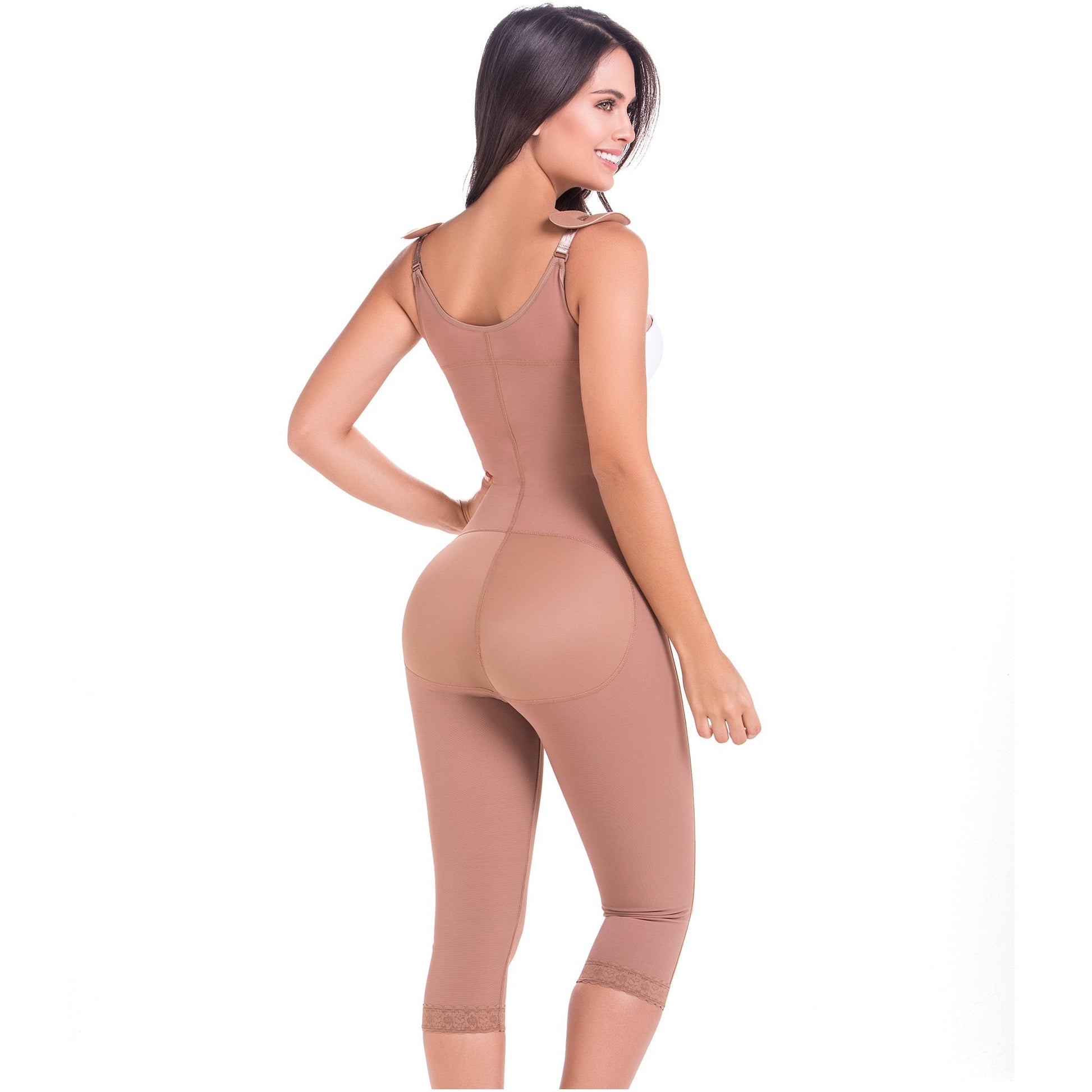 MariaE Fajas 9442 | Post-surgery Bodysuit Open Bust Post Surgery Full Body Shaper for Women | Butt Lifter Knee Length Bodysuit - fajacolombian