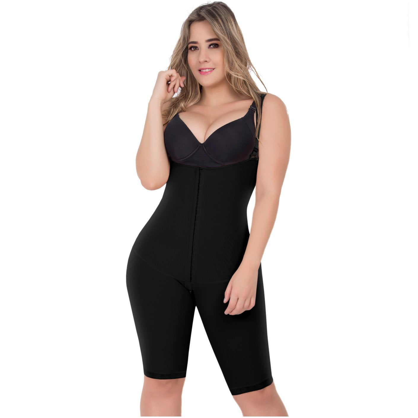 UPlady 6172 | Open Bust Tummy Control Butt Lifter Knee Length Bodysuit - fajacolombian